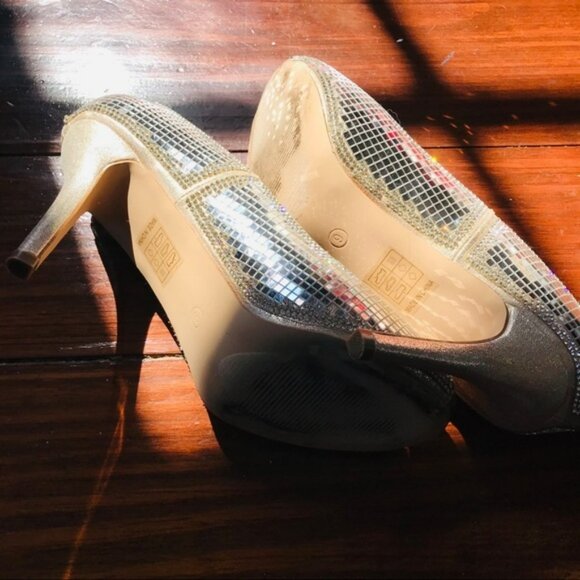 Lauren Lorraine Pauline Peep Toe Mirror Rinestone - Picture 6 of 7